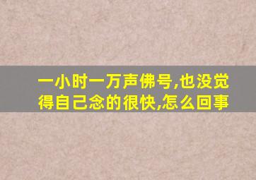 一小时一万声佛号,也没觉得自己念的很快,怎么回事