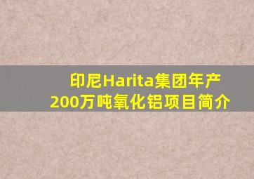 印尼Harita集团年产200万吨氧化铝项目简介