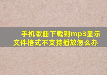 手机歌曲下载到mp3显示文件格式不支持播放怎么办