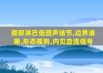 颈部淋巴低回声结节,边界清晰,形态规则,内见血流信号